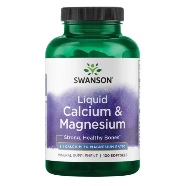 سافت ژل کلسیم منیزیم Swanson Liquid Calcium & Magnesium سوانسون (100 عددی)