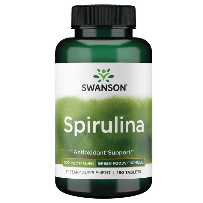 جلبک اسپیرولینا Swanson Spirulina 500mg سوانسون (180 عددی)
