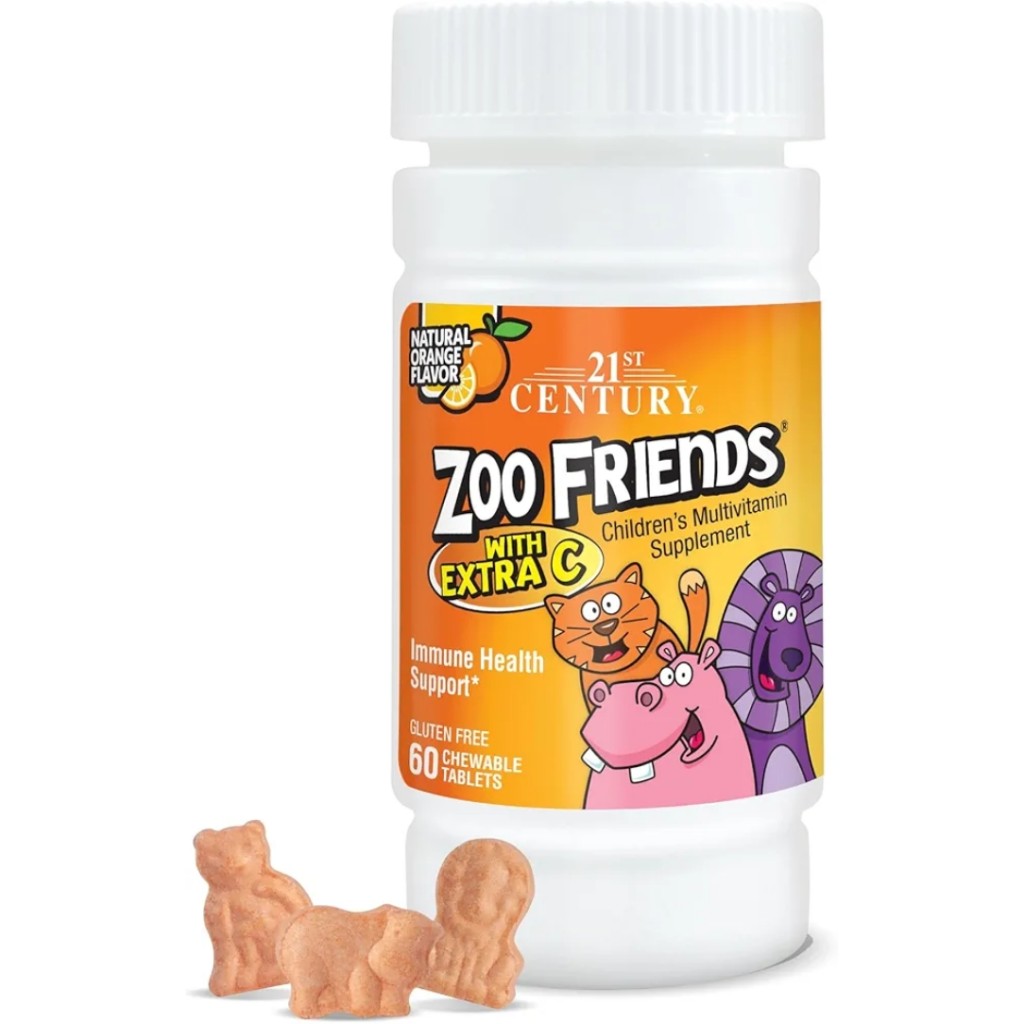 جویدنی طعم دار مولتی ویتامین کودک Zoo Friends Chewable Multivitamin قرن 21 (60 عددی)