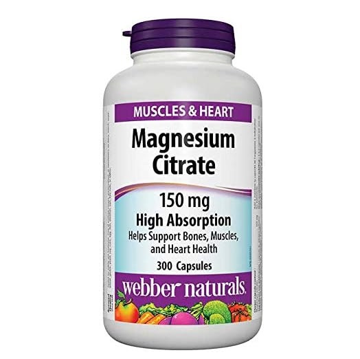 منیزیم سیترات Webber Naturals Magnesium Citrate 150mg وبر نچرالز (300 عددی)