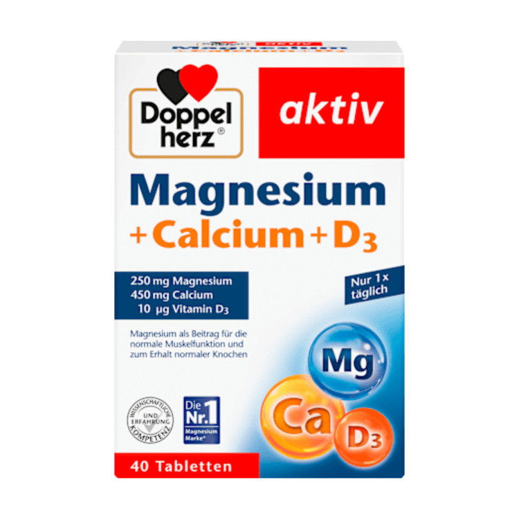 منیزیم کلسیم D3 داپل هرز اکتیو Doppel Herz Aktiv Calcium Magnesium D3 (100 عددی)