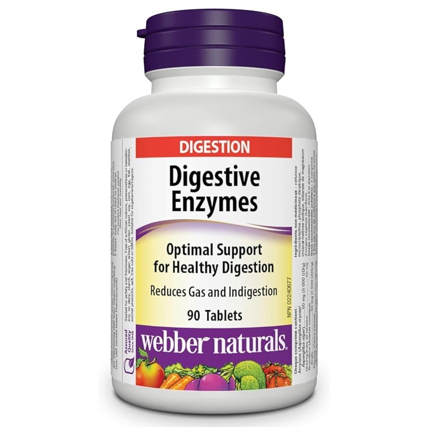 مکمل آنزیم دایجستیو Webber Naturals Enzymes Digestives وبر نچرالز (90 عددی)