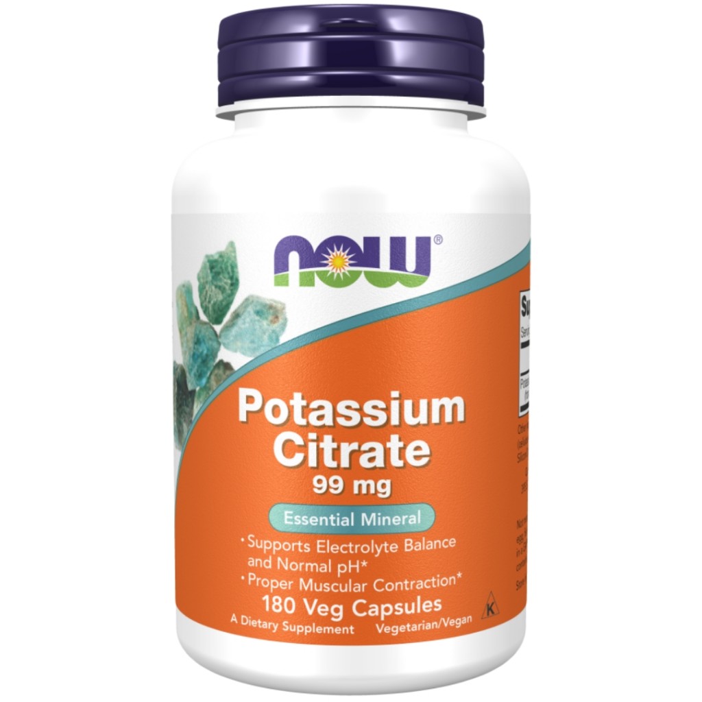 کپسول گیاهی پتاسیم سیترات NOW Foods Potassium Citrate 99mg (180 عددی)